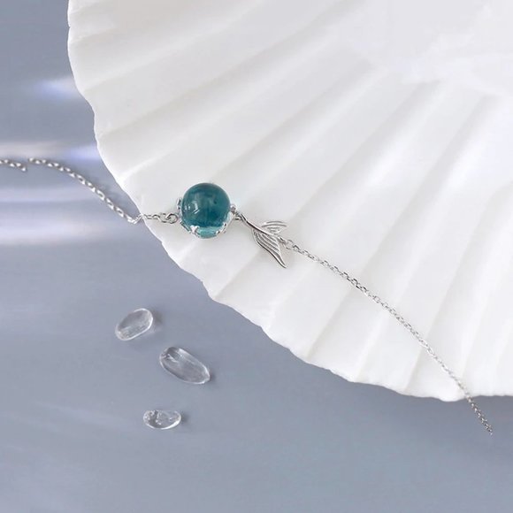 NEW 925 Sterling Silver Crystal Mermaid Bracelet - Picture 6 of 11